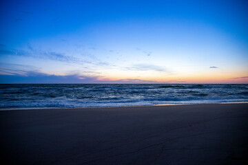 Blue hour after sunset by the sea, North Sea Denmark