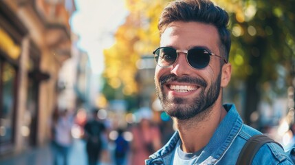 smiling man in sunglasses.