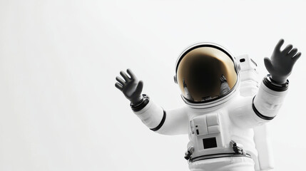 Naklejka premium 3D happy astronaut in a spacesuit on a bright white background