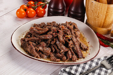 Stew beef slices with gravy