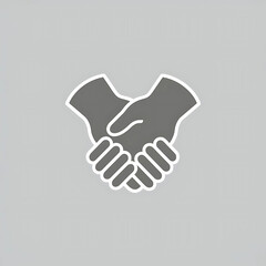 Fototapeta premium A minimalistic icon featuring two gray hands elegantly intertwined, representing unity and strength.