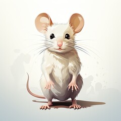 Vector Illustration of a Cute Mouse in Flat Light Palette