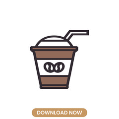 Iced cup cofee icon vector illustration. food concept vector design. Perfect for web and mobile UIUX. Modern, minimalistic vector style. Ideal for app interfaces, website elements
