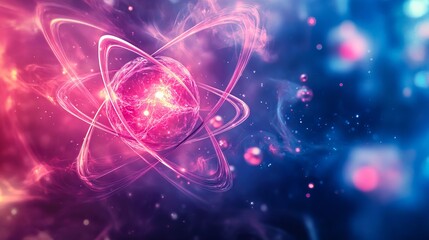 A pink and blue abstract background with a pink and purple nebula