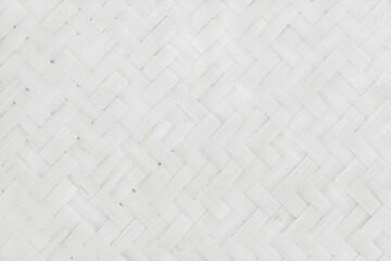 Old white bamboo weave texture background, pattern of woven rattan mat in vintage style.