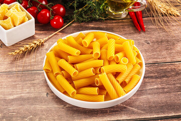 Italian cuisine - dry tortiglioni pasta