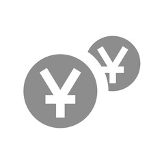 Yuan coins vector icon. Two Chinese currency coin symbol.