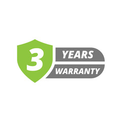 3 years warranty vector label. Product guarantee shopping assurance.