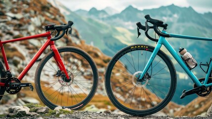 Fototapeta premium Two Bikes Mountain View