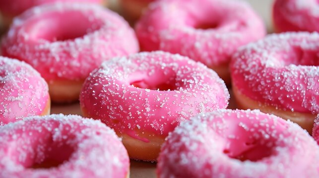 Bright pink dounuts a delicious delight