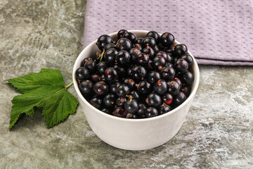 Ripe black currant in the bowl