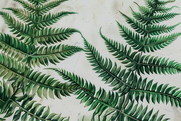 A botanical illustration of a fern, showcasing its delicate fronds and intricate leaf patterns in fine detail. 