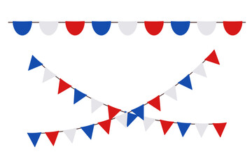 Obraz premium Hanging garland. Pennant border isolated on white background. Triangle flags in French colors