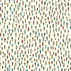 seamless pattern, A vibrant pattern featuring diverse, stylized figures in various colors, perfect for backgrounds and creative projects.