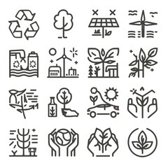 Fototapeta premium Sustainable Energy and Eco-Friendly Living Icon Set with Long Shadows