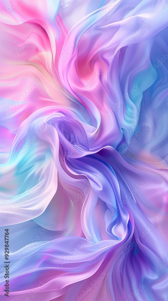 Poster Soft pastel colors swirl together in a mesmerizing abstract display, creating a calm and dreamy atmosphere