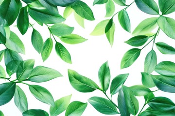 Obraz premium Green leaves on white background