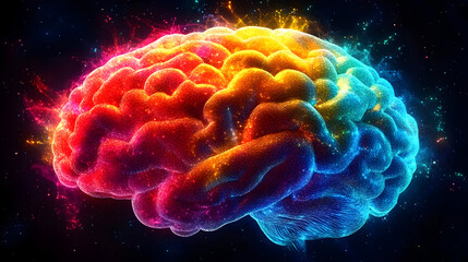 Fototapeta premium A vibrant, colorful representation of a human brain.