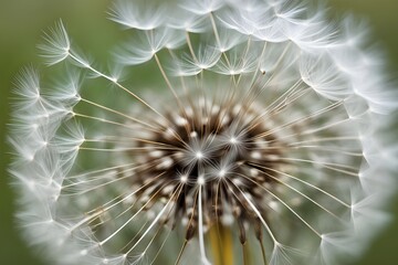 Fototapeta premium dandelion seeds on green
