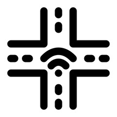 smart traffic, traffic system, smart city, smart street, traffic management, automation, crossroads outline icon