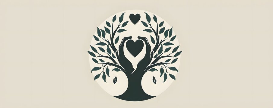 Tree of Life with Interlocking Hands Holding Heart - Powered by Adobe