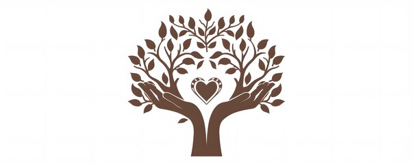 Stylized tree with hands forming a heart shape