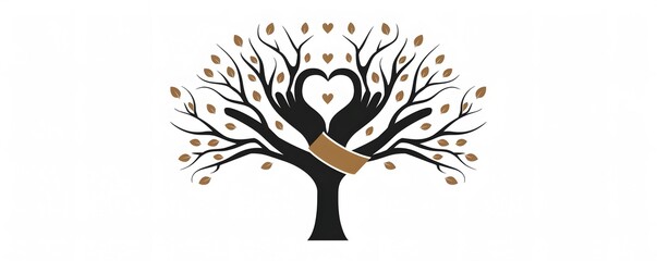 Tree with Hand-shaped Branches Forming a Heart