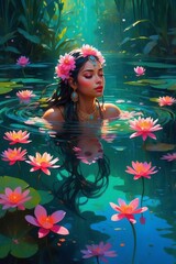 woman with flowers in hair