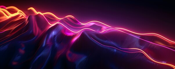 Abstract Wavy Surface with Neon Lights