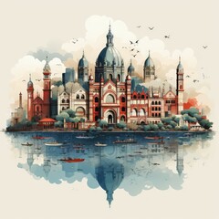 Fototapeta premium Elegant Vector Art of Mumbai in Minimalistic Design Style