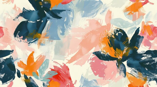 A painting of flowers with a blue background - Powered by Adobe