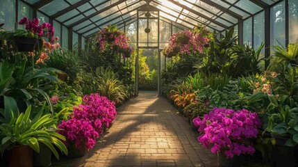 Greenhouse Filled with Lush Greenery