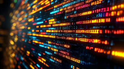 Obraz premium Abstract digital representation of binary code and data streams.
