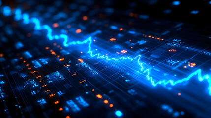 Fototapeta premium Abstract digital visualization of data trends and signals.