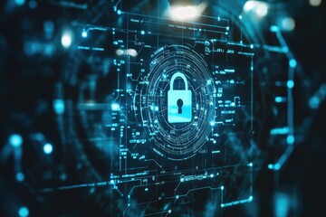 Obraz premium Digital lock on computer screen