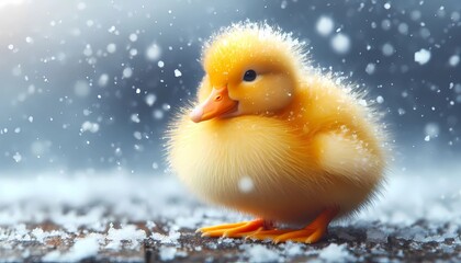 Entenküken im Schnee