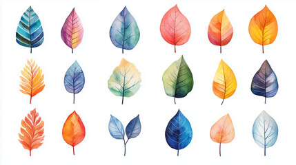 Obraz premium Leaf watercolor, set of leaf watercolor
