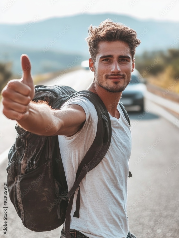 Canvas Prints Hiker giving thumbs up