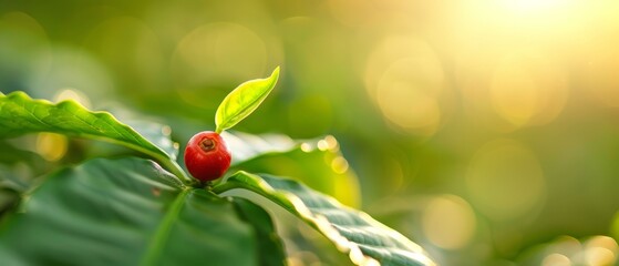 leaf with red object at end