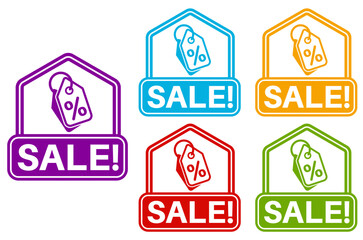 set Sale tags collection icon sign .Discount Sales labels design vector illustration