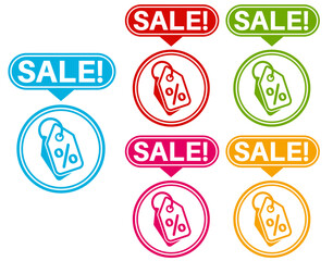 set trendy colorful sale icon. promotional stickers  sales banner label symbol sign template sticker design vector illustration