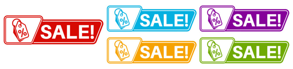 set trendy colorful sale icon. promotional stickers  sales banner label symbol sign template sticker design vector illustration