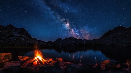 Campfire Under a Starry Sky