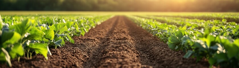 A field divided into sections, each with different crops, managed by precision farming techniques for yield optimization, on isolate background with space for text