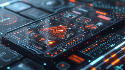 Attractive and futuristic concept for an ATM, credit, and debit card designed for digital currencies.