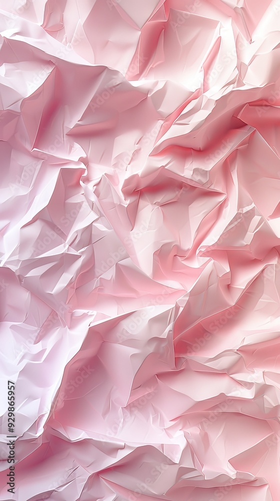 Poster a crumpled light pink surface showcases soft light and shadow, creating an aesthetically pleasing ba