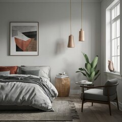 Modern Minimalist Bedroom with Scandinavian Design and Cozy Earth Tones