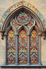 Fototapeta premium Stained Glass Window in Stone Building