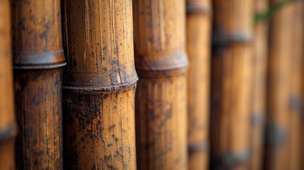 A fullscreen close-up of bamboo poles with a focus on the natural grain and texture, providing a rich, organic background for graphic projects.