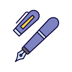 fountain pen color line icon with white background vector stock illustration